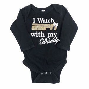 Onesie One Piece I Watch ESPN With My Daddy Black Long Sleeve Glitter 18M